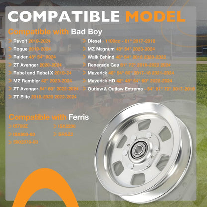 033-8050-00 Flat Idler Pulley For Bad Boy Ferris Simplicity Snapper 48" 52" 54"