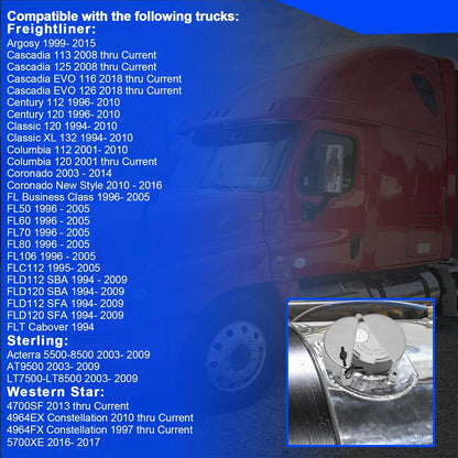 2X Semi Truck Locking Diesel Fuel Tank Cap Cover For Freightliner Western Star