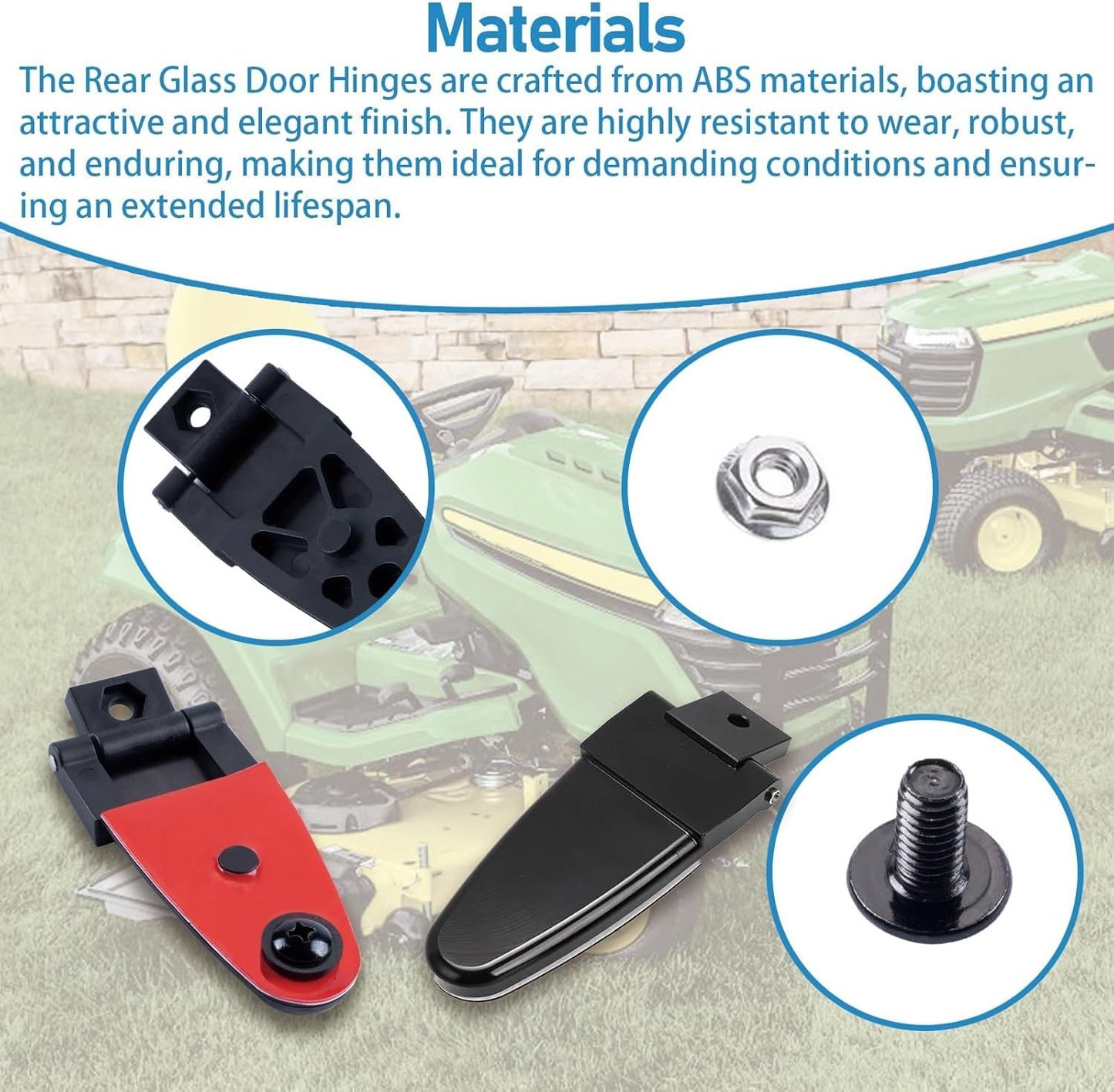 2 All Glass Rear Door Hinges with Hardware 103528-100XL/100LE for LEER Truck Cap