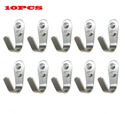 10PCs Hanging Metal Single Hook Clothes Hat Coat Robe Wall Door Hangers Hooks US
