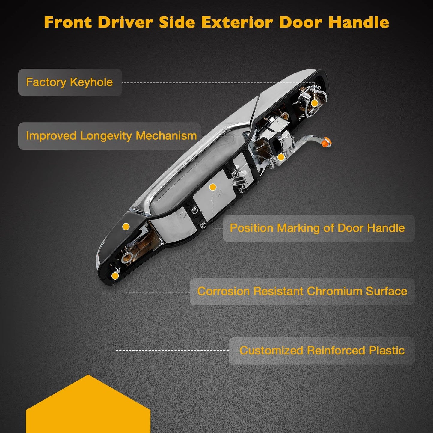 Exterior Door Handle Driver Side w/ Lock Cylinder For 2007-13 Chevy GMC Cadillac