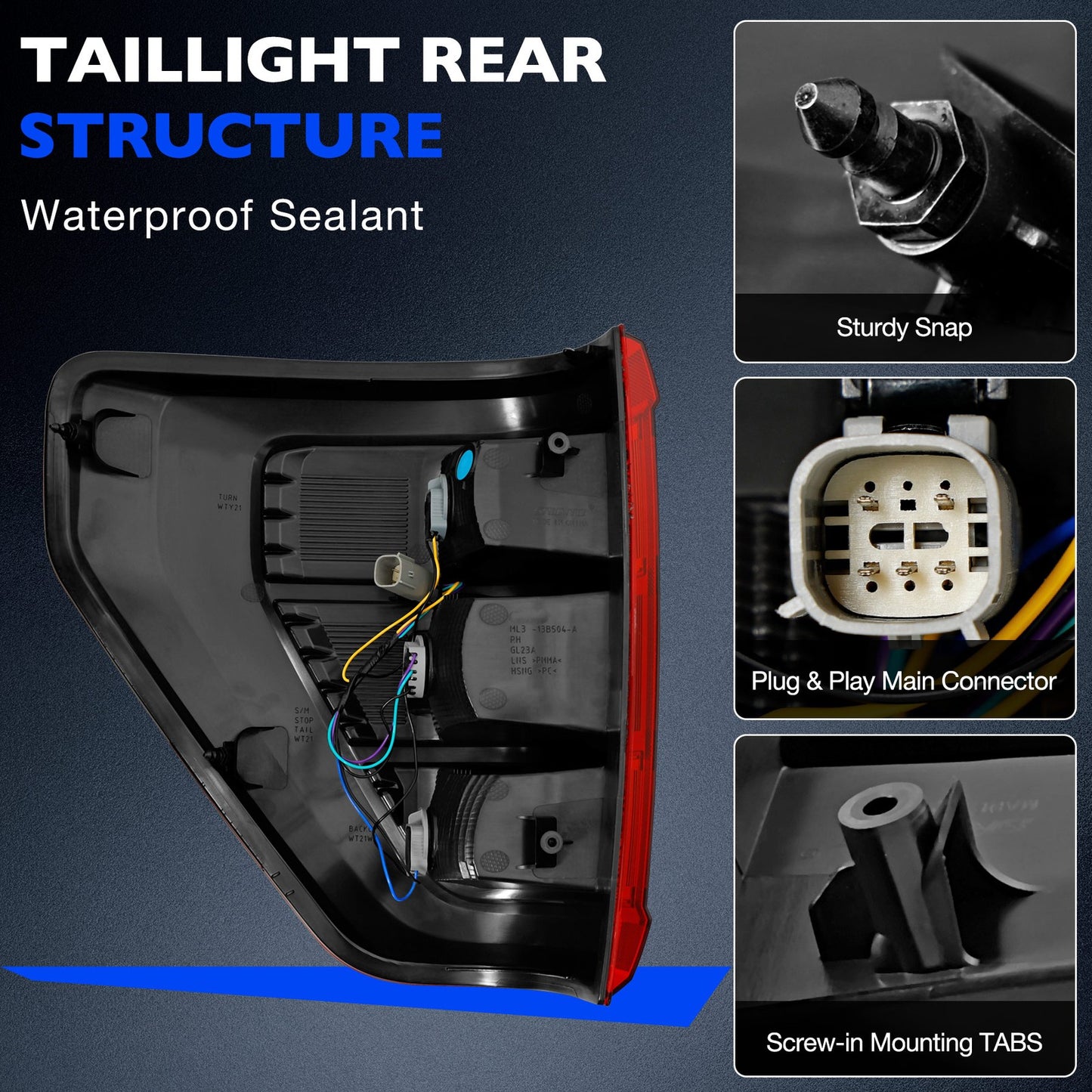 Rear Right Side Halogen Tail Light Lamp Assy For 21-23 Ford F-150 XL ML3Z13404E