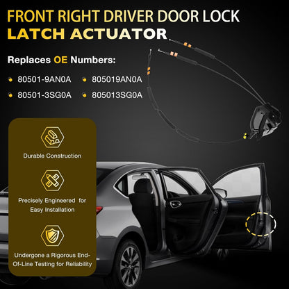 Door Latch Lock Actuator Front Right Passenger Side For 2013-2019 Nissan Sentra