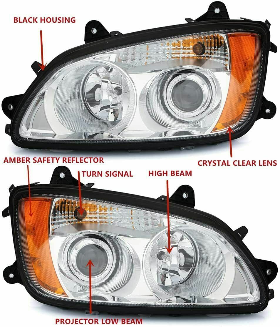 2P Headlight Fit 2008-2017 Kenworth T170 T270 T370 T470 T440 T660 Left & Right