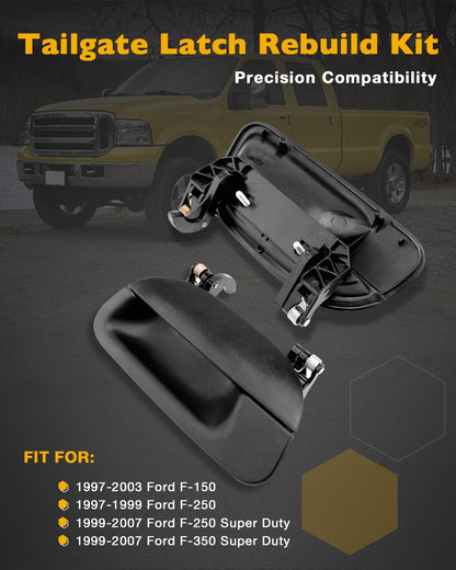 Complete Tailgate Handle Bezel Lock Set For 97-07 Ford F150 F250 F350 Super Duty