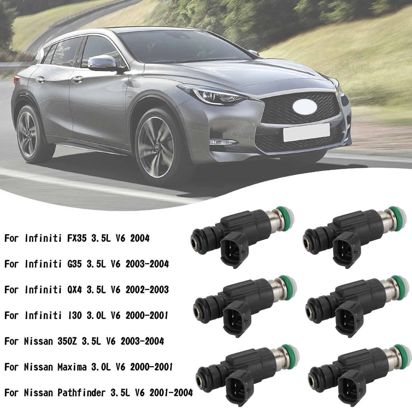 6PCS Fuel Injectors FBJC100 Fit Nissan 350Z 03-04 Fit Infiniti G35 2003-2004