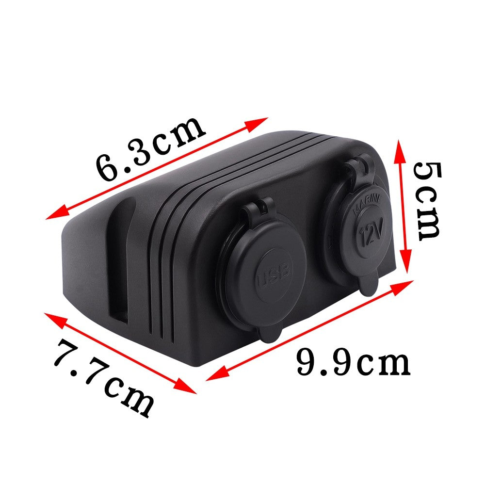 12V Dual USB 4.2A Charger Power Socket Outlet Surface Mount Fit Car Marine