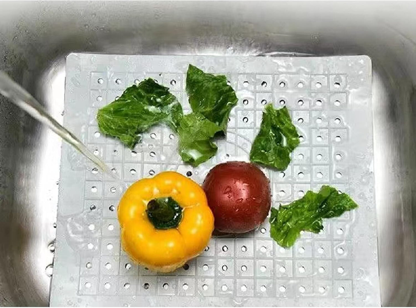 2Pcs Kitchen Sink Mat Non-Slip Rubber Drain Pad Protector Food Drainer 12 x 10in