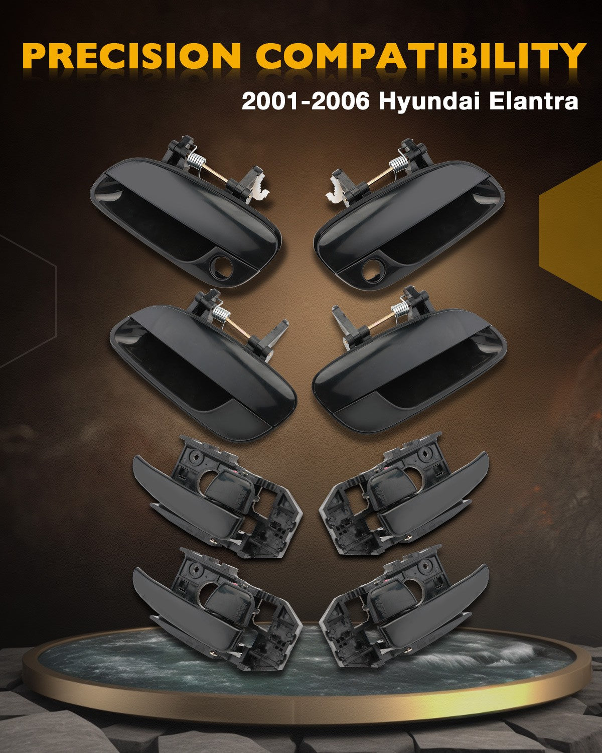 8Pcs Exterior Interior Door Handles Front & Rear Side For 01-06 Hyundai Elantra