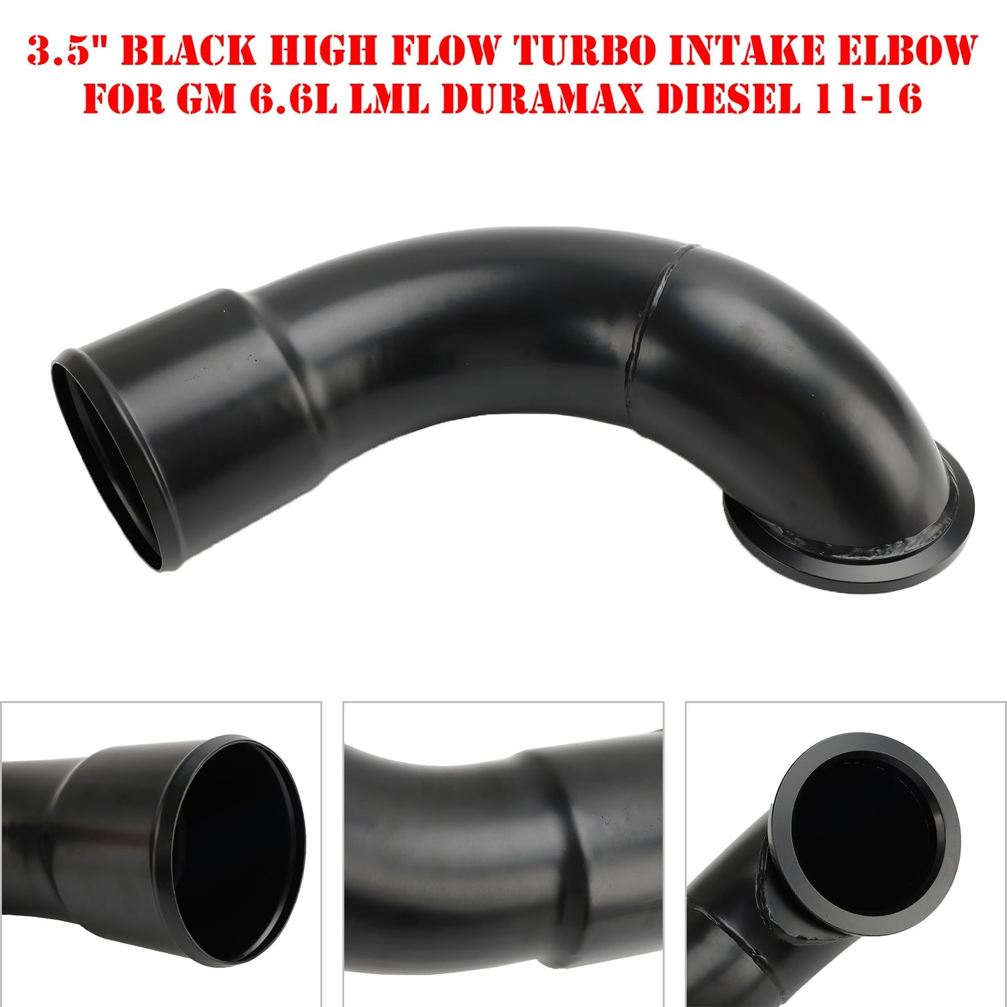 3.5" Black High Flow Turbo Intake Elbow For GM 6.6L LML Duramax Diesel 11-16