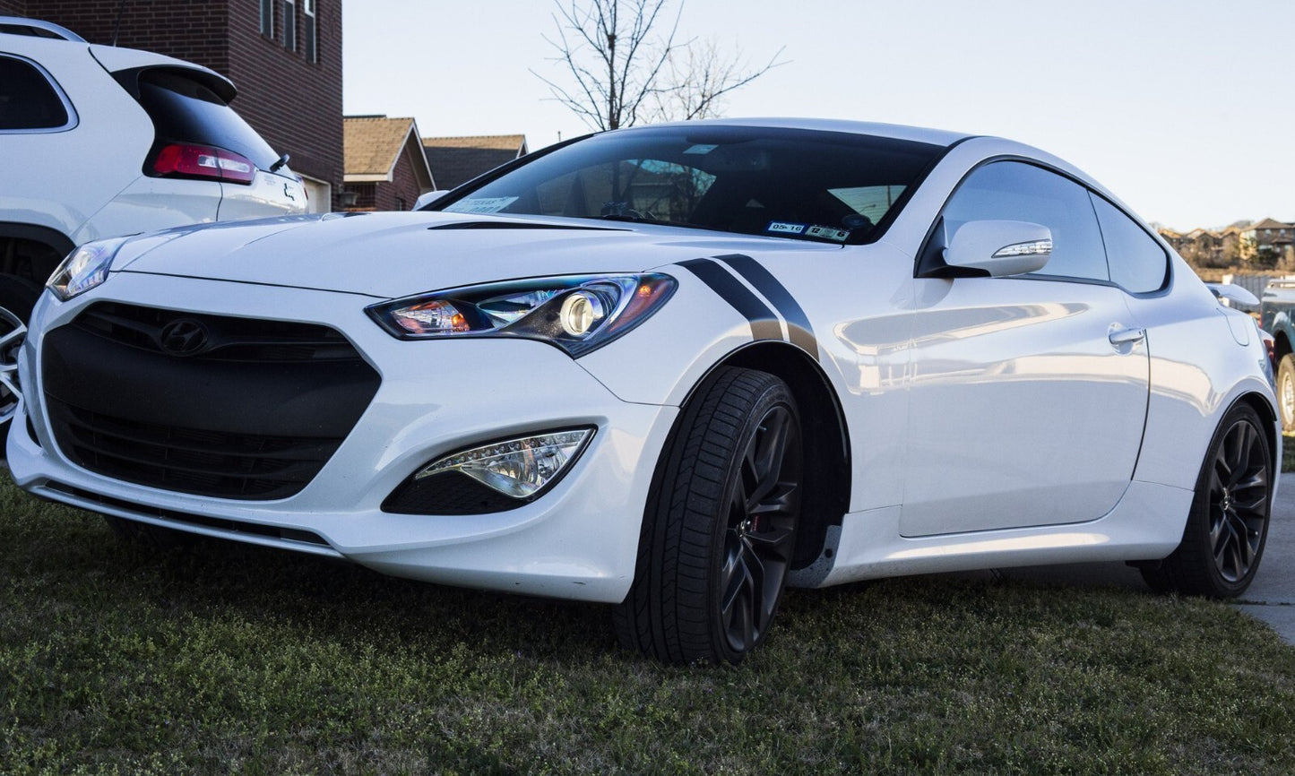 4" Dual Fender Stripe Hash Mark Stripe Decal For Hyundai Genesis / Genesis Coupe