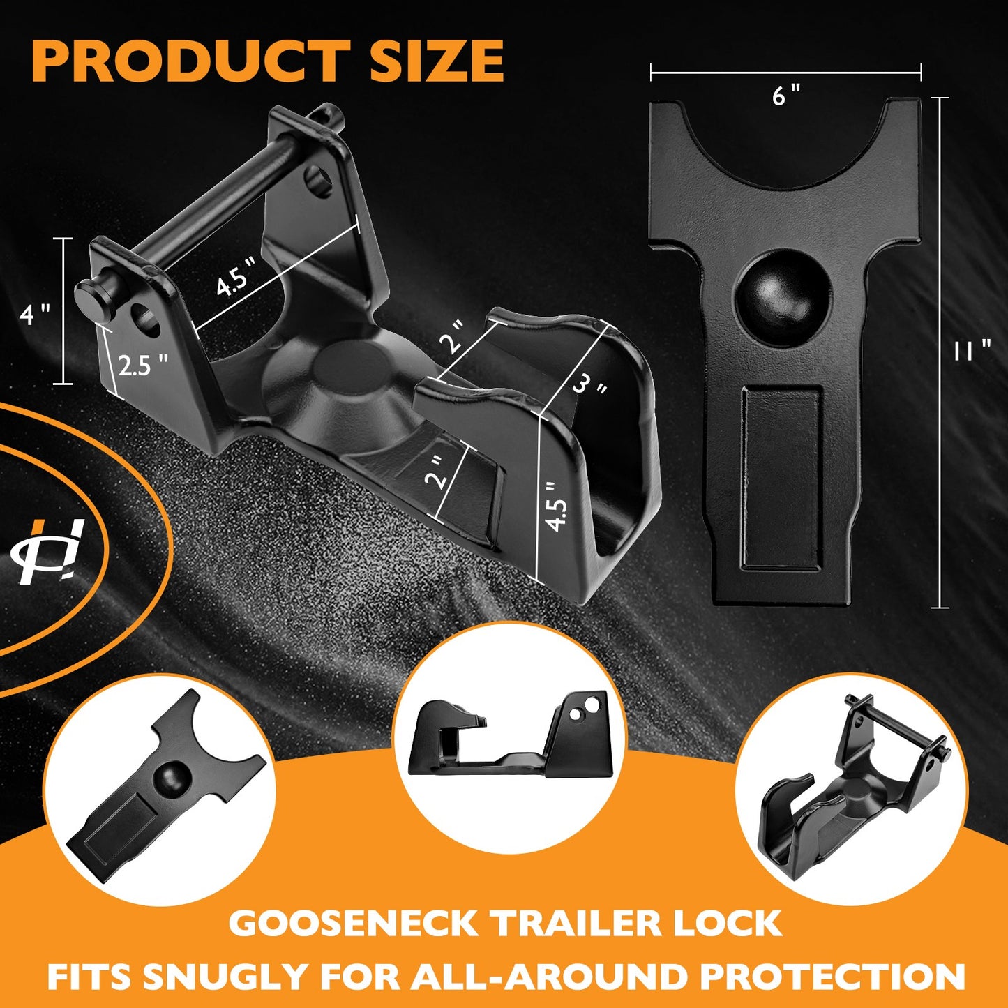 Gooseneck Trailer Hitch Lock w/ 2x key lock For RV Heavy Duty Trailers Black