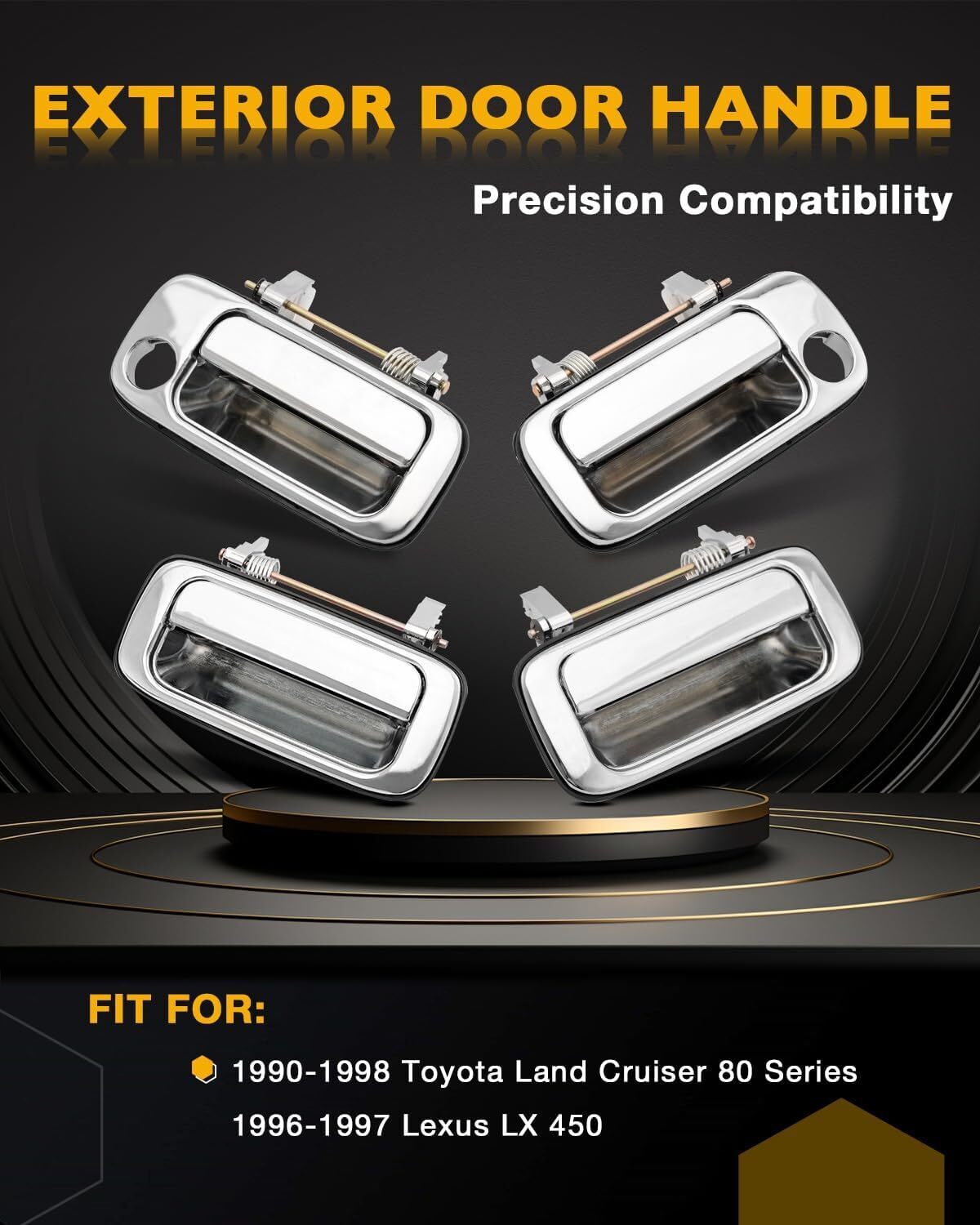 Exterior Chrome Door Handle Front Rear Left Right For 90-98 Toyota Land Cruiser
