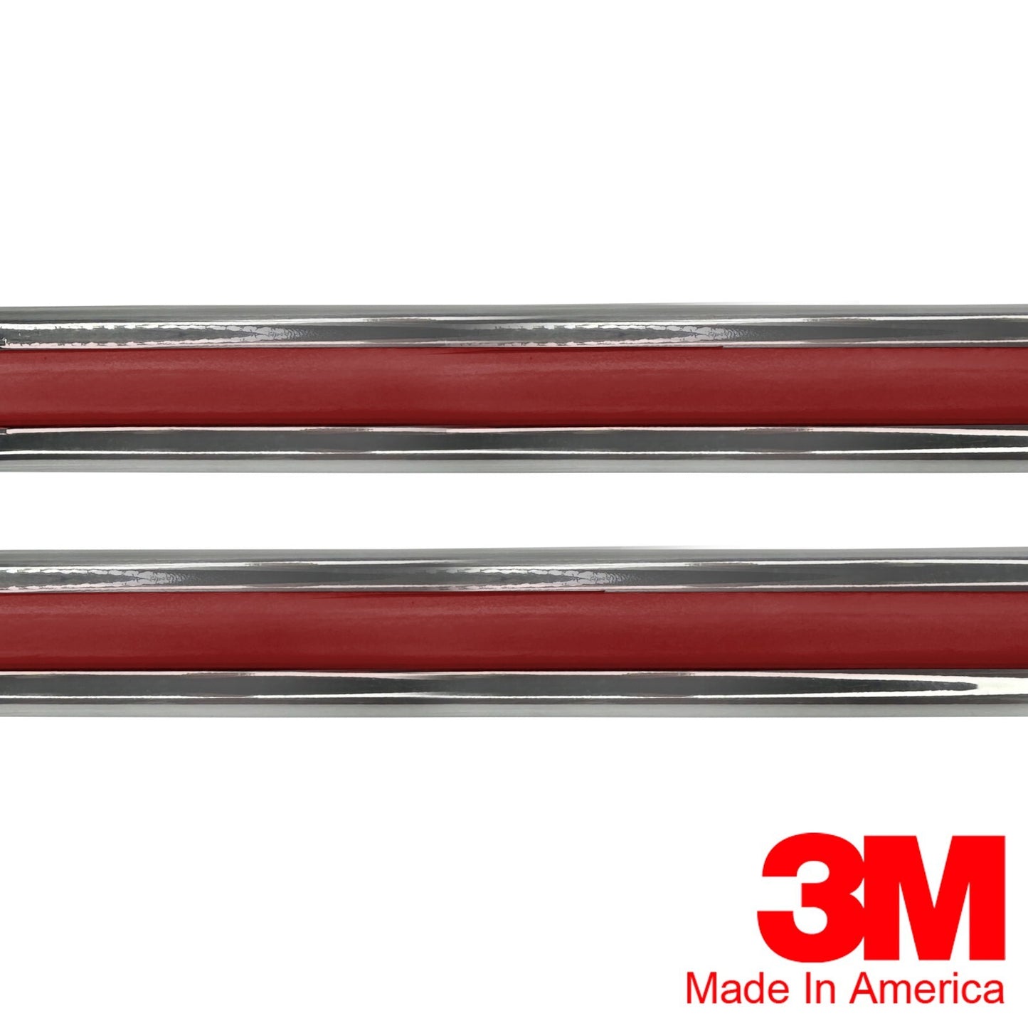 Vintage Style 5/8" Red & Chrome Side Body Trim Molding - Formed Pointed Ends