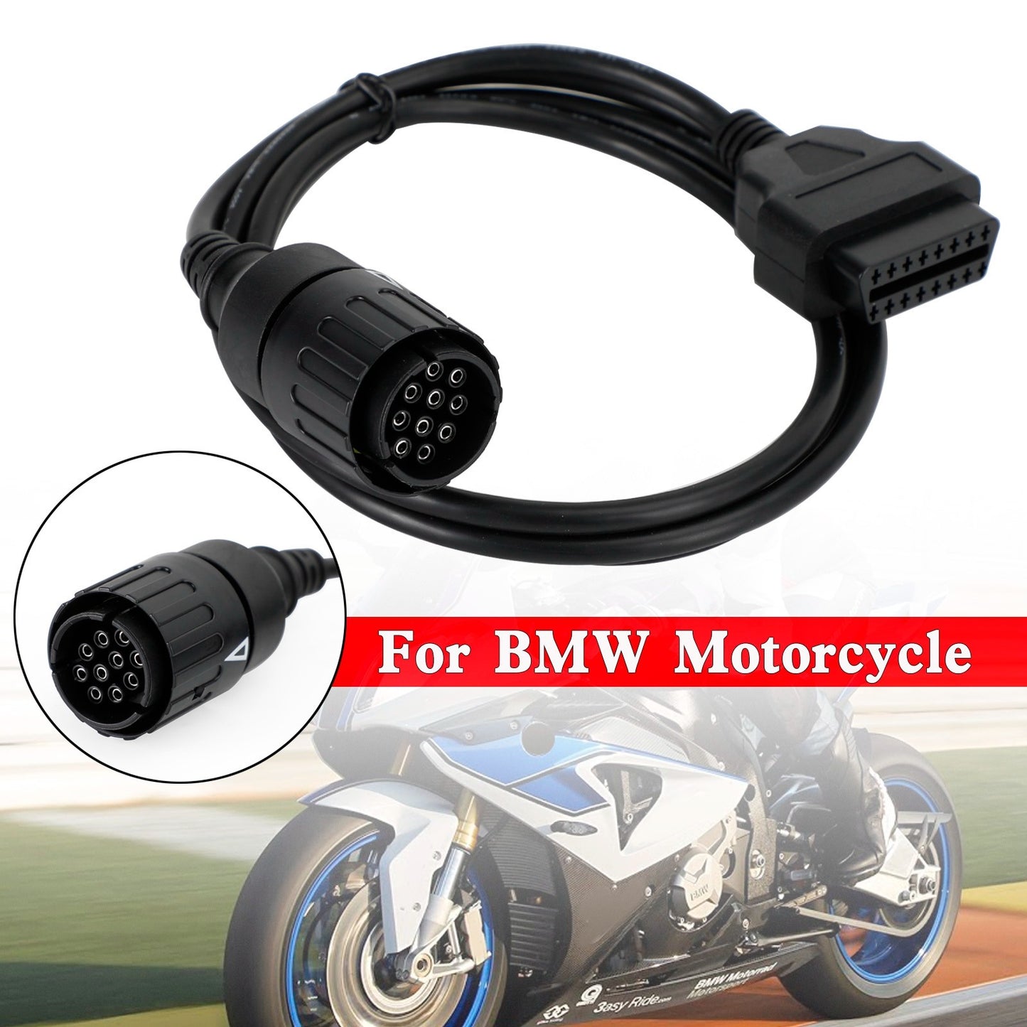 Motorcycle 10 Pin To 16Pin For BMW OBD2 Cable Connector Diagnostic Scanner Cable