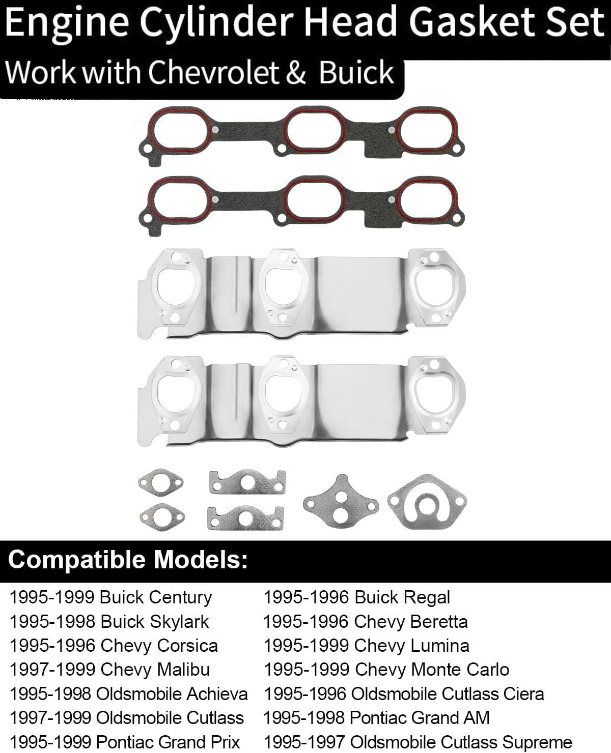 Head Gasket w/ Cylinder Head Bolt For Chevrolet Pontiac Buick Oldsmobile 3.1L