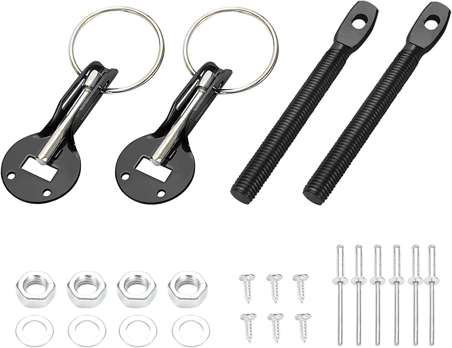 Car Universal Black Hood Pin Pins Lock Alloy Steel Mount Bonnet Latch Kit Racing