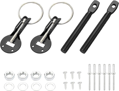 Car Universal Black Hood Pin Pins Lock Alloy Steel Mount Bonnet Latch Kit Racing