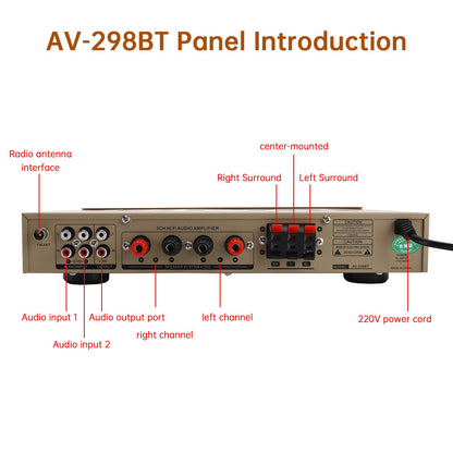 2000W 5CH Amplifiers Amplificador HiFi Stereo AV Surround Amplifier FM Theater