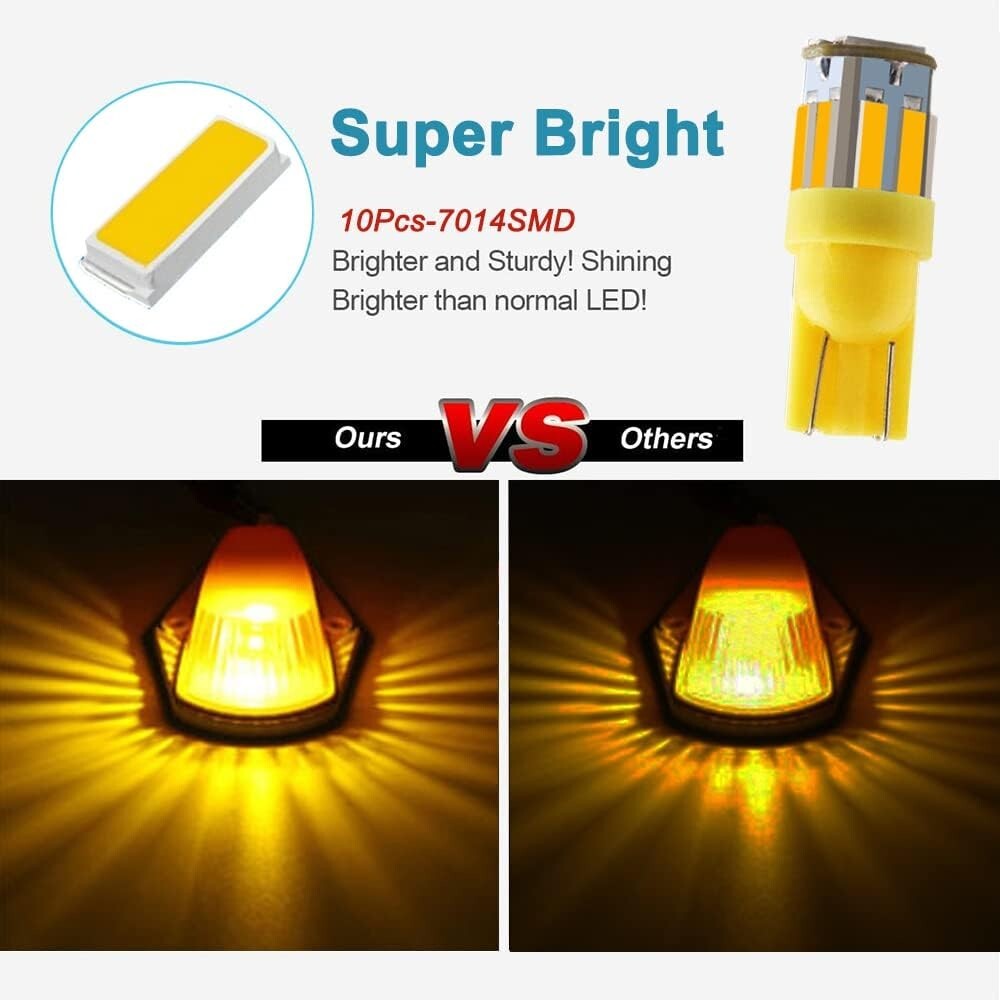 5Pcs For Ford F150 F250 F350 1980-1997 Roof Top Cab Lights Amber LED Marker Lamp