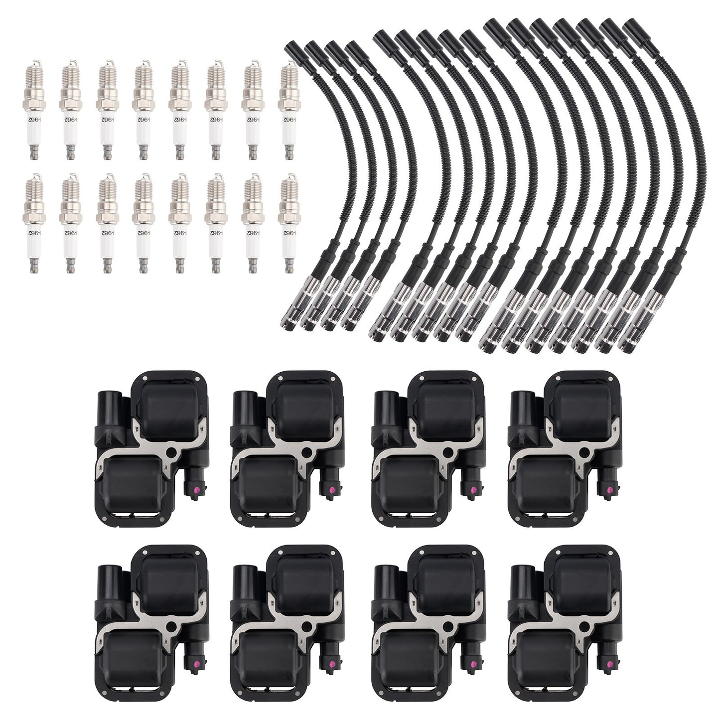 8x Ignition Coil+16xSpark plug+Wire Set UF359 For Mercedes-Benz C CLK ML Class