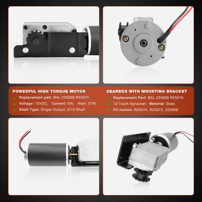 RV Slide-Out Motor & Gearbox Assembly For RV BAL Accu-Slide Cable System 225008