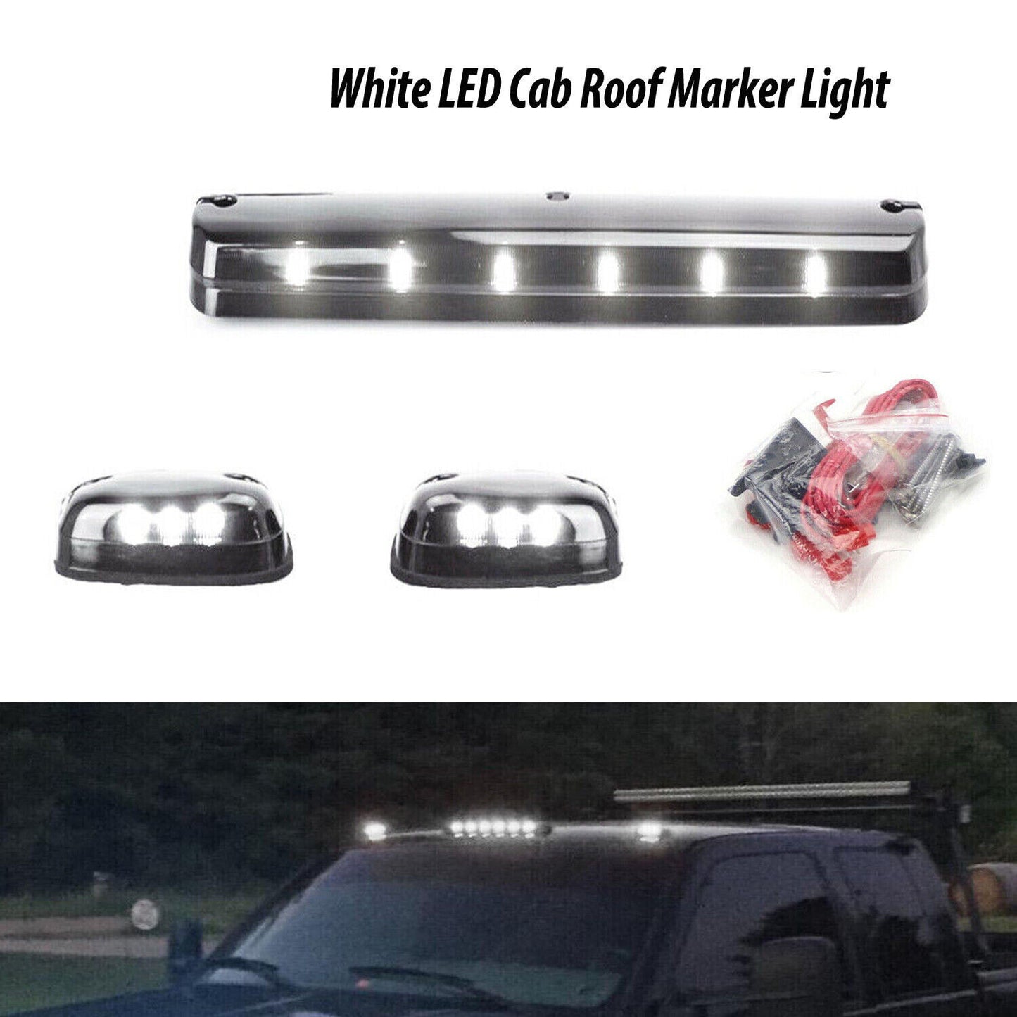 LED Cab Roof Marker Lights For 2007-2013 Chevy GMC 1500 2500HD 3500HD White