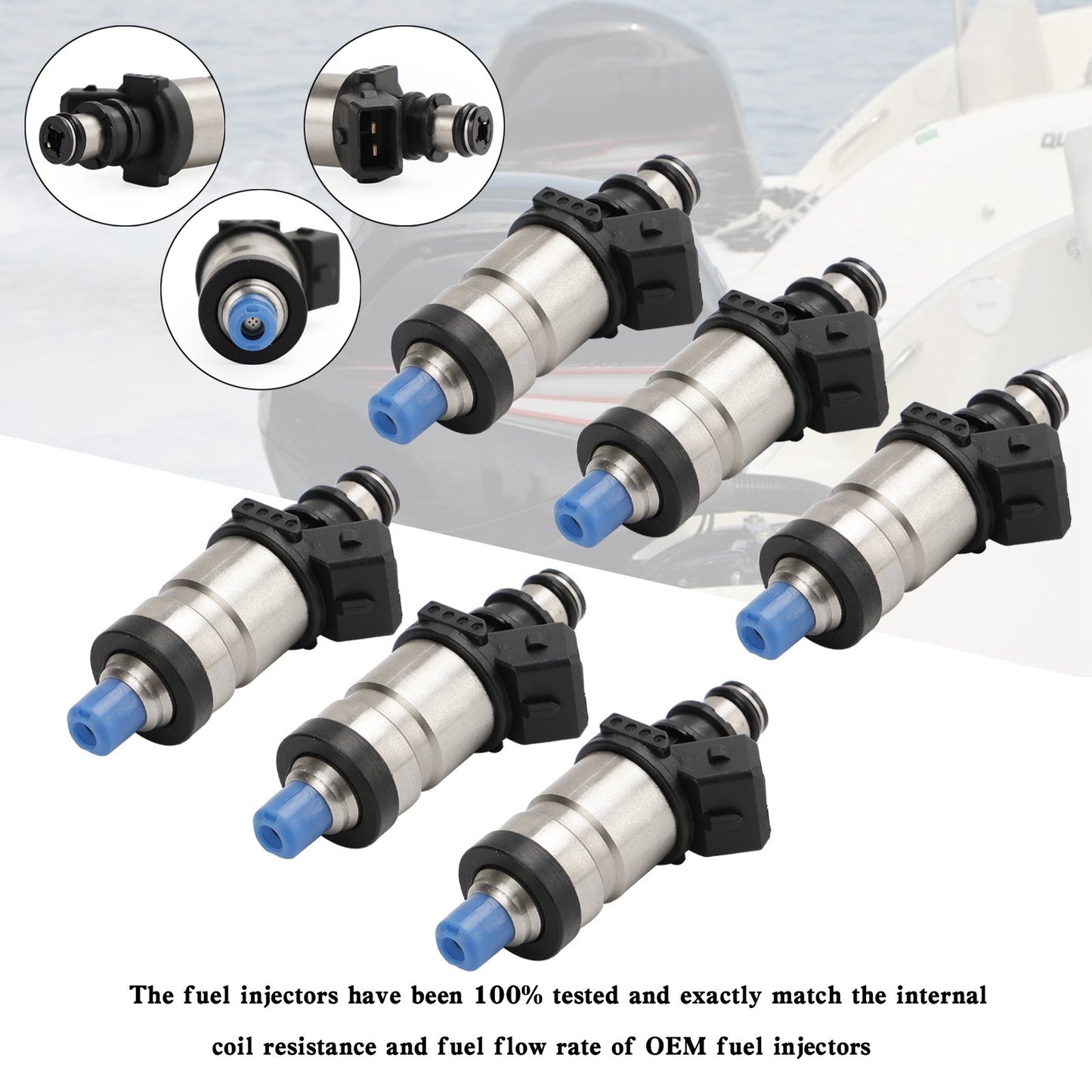 6* 18715T1 Fuel Injectors For Mercury Outboard 150 175 200 225 250 300 HP 98-05