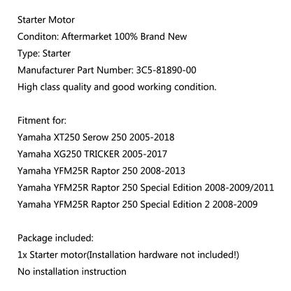 Motor Starter For Yamaha YFM25R Raptor 250 08-13 Special Edition 2 2008-09 AR1