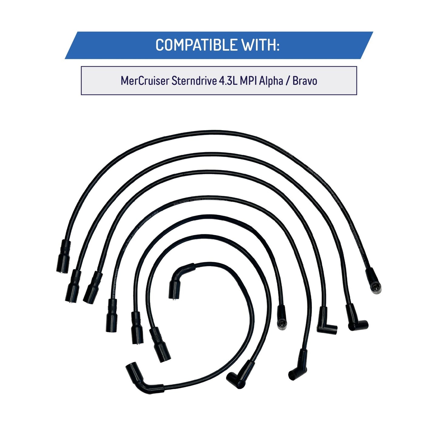 Spark Plug Wire Set for MerCruiser 4.3L Alpha/Bravo V6 - 18-8829-1, 84-863656A2