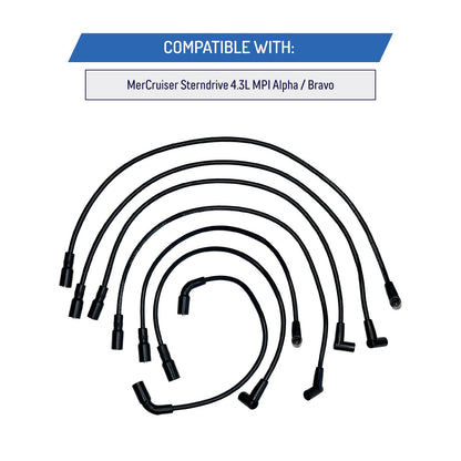 Spark Plug Wire Set for MerCruiser 4.3L Alpha/Bravo V6 - 18-8829-1, 84-863656A2