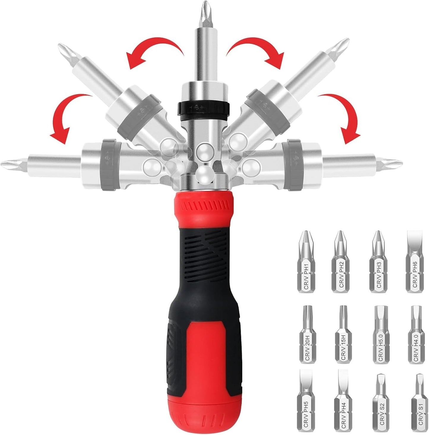 Multi Bit Screw Driver Ratcheting Screwdriver for Phillips Star Flat Square Bit