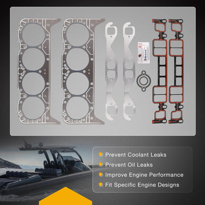 Cylinder Head Gasket Set For 350 CID Mercruiser Volvo Penta Crusader GM Marine