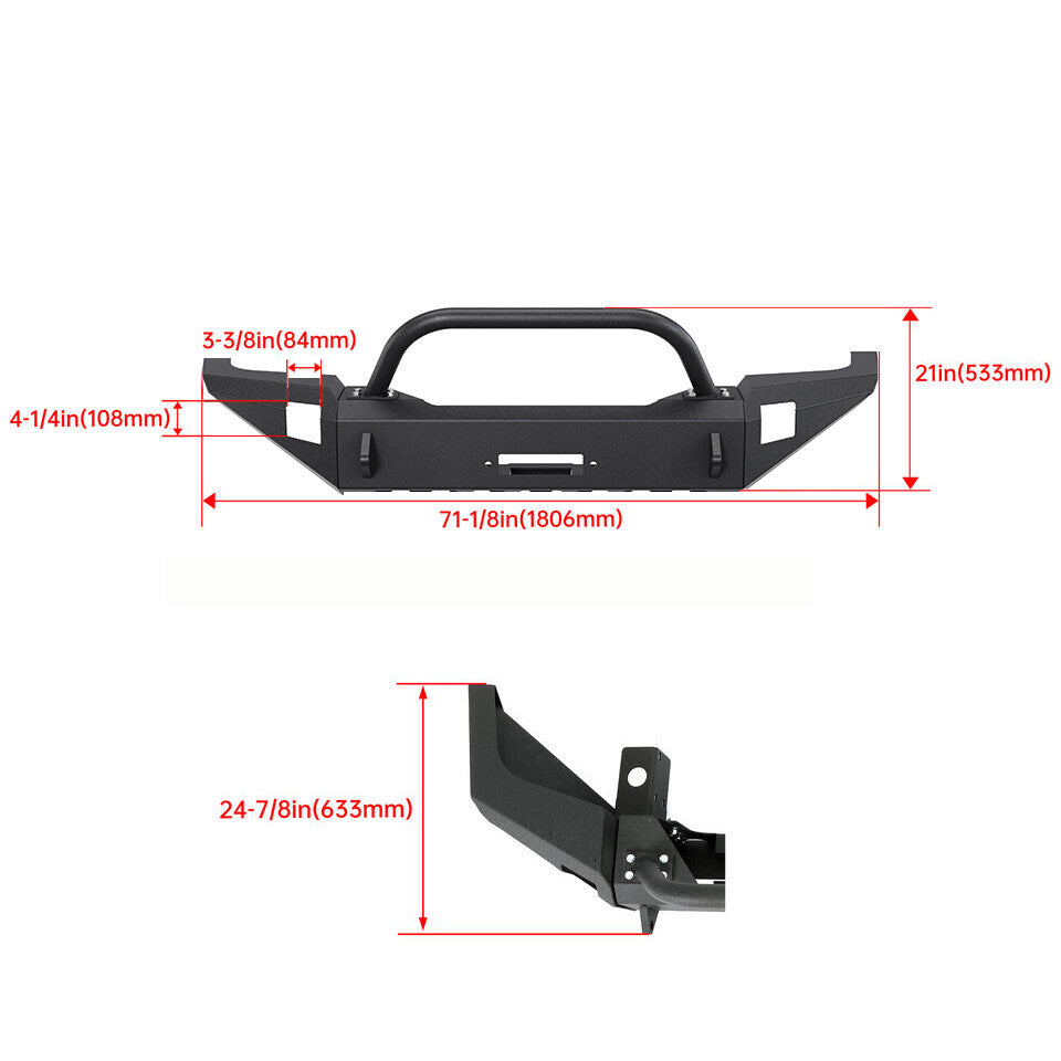 Solid Spare Front Steel Bumper w/ Bull Bar For 97-04 Dodge Dakota Durango 98 99 00 01 02 03
