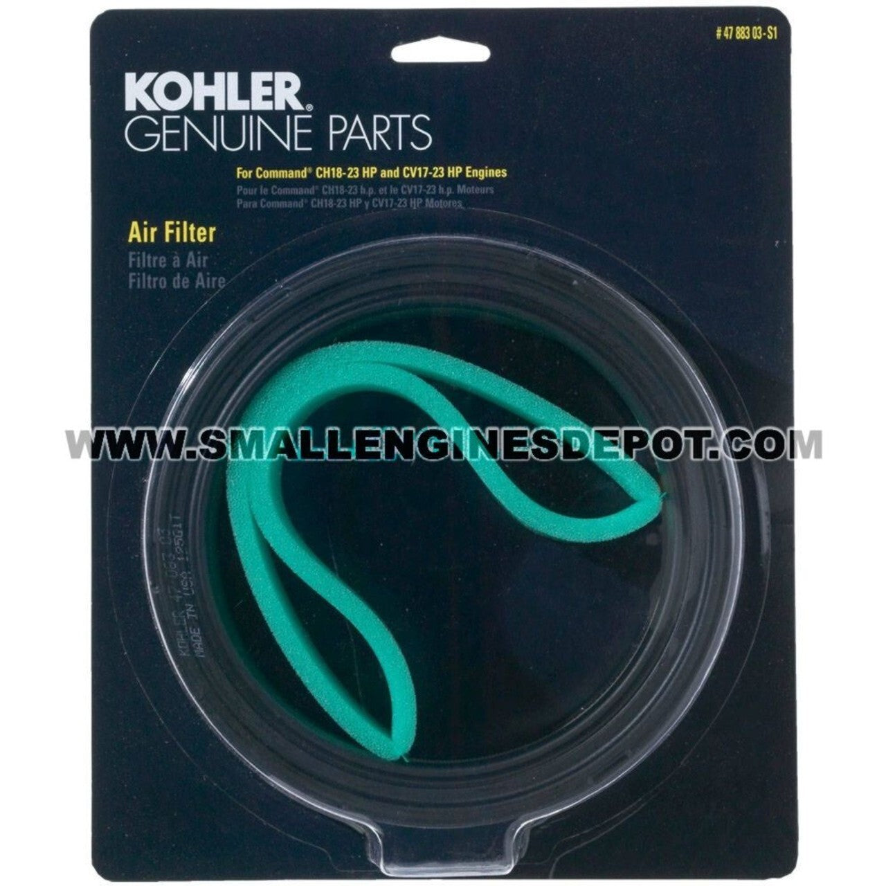 Solid Spare Kohler OEM 47 883 03-S1 Engine Air Filter With Pre-Cleaner Kit For Command Twin