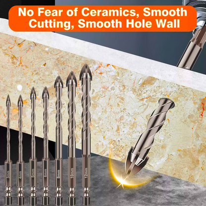 Tungsten Steel Drill Bit Set Triangle Four-blade 3mm-12mm for Tile Glass Marble