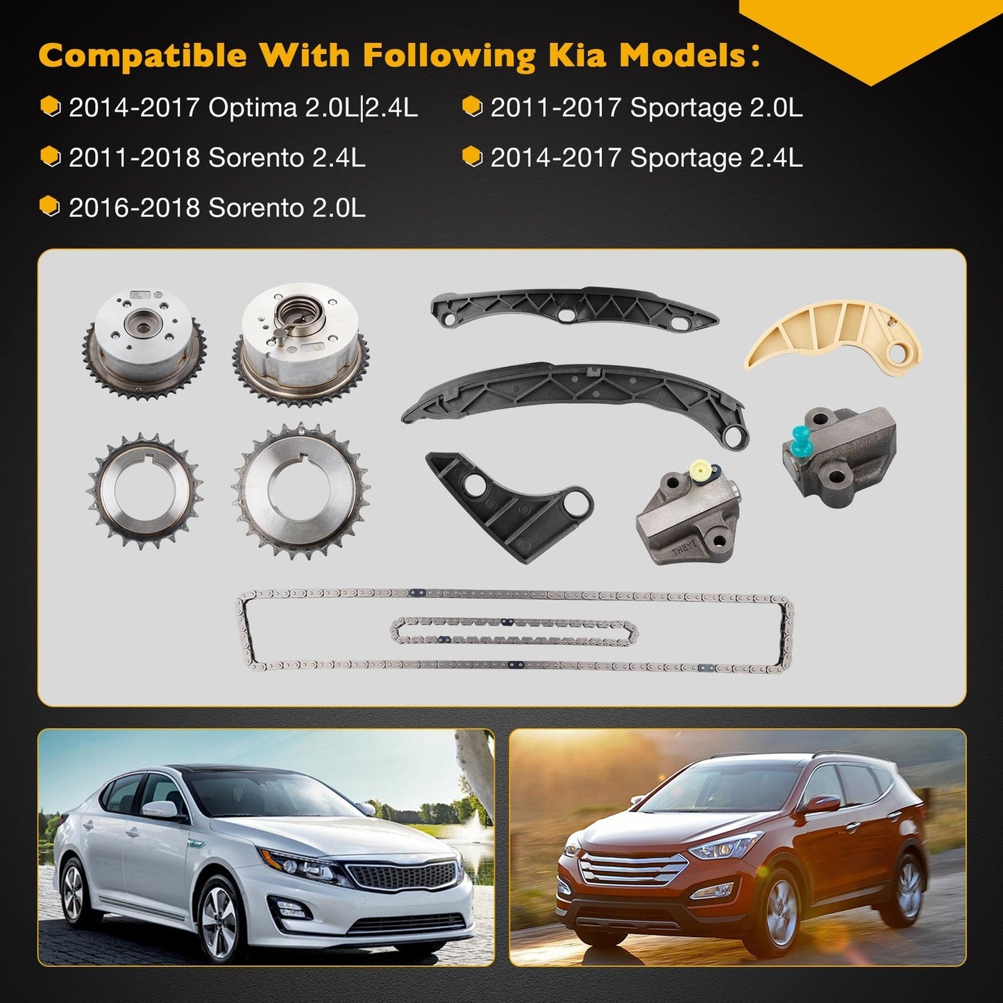 2.4L Timing Chain Kit w/ VVT Gear For Hyundai Sonata Tucson Kia Optima Sorento