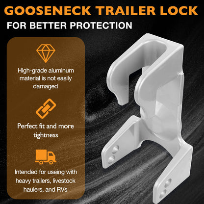 Gooseneck Trailer Hitch Lock w/ 2x key lock For RV Heavy Duty Trailers Silver