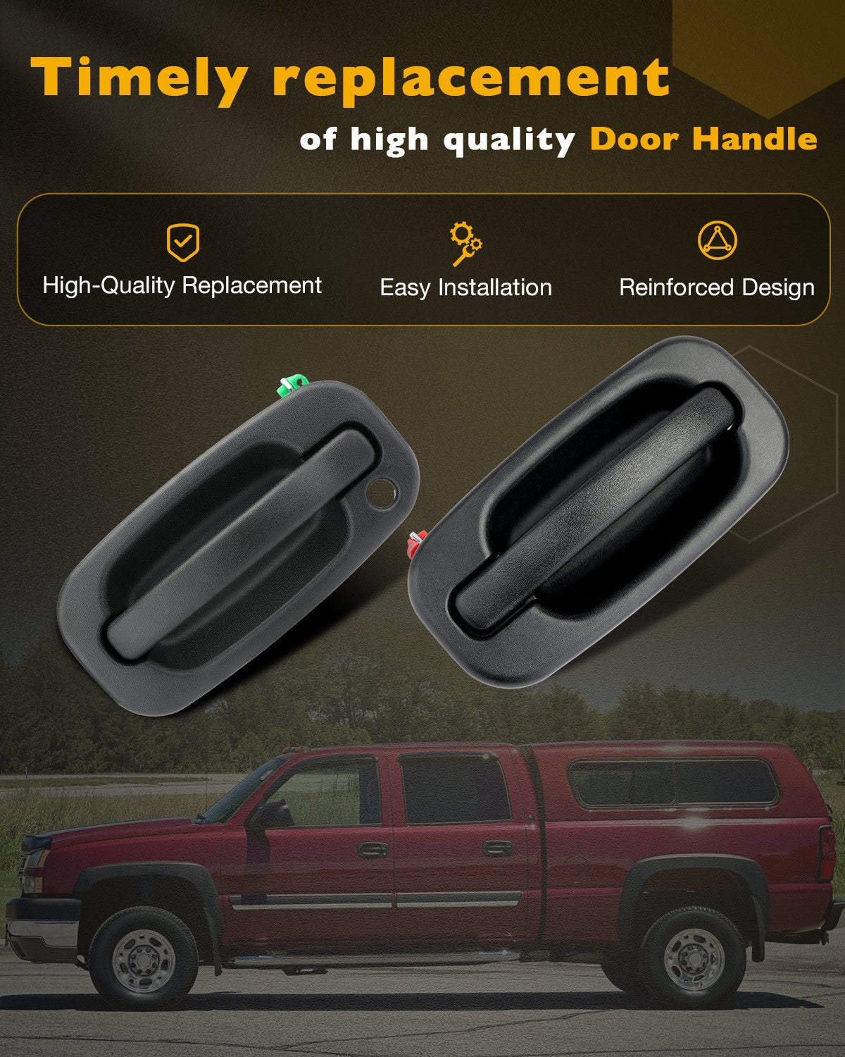 Exterior Door Handles w/ Lock Cylinder & Keys Set For 1999-07 Chevy GMC Cadillac