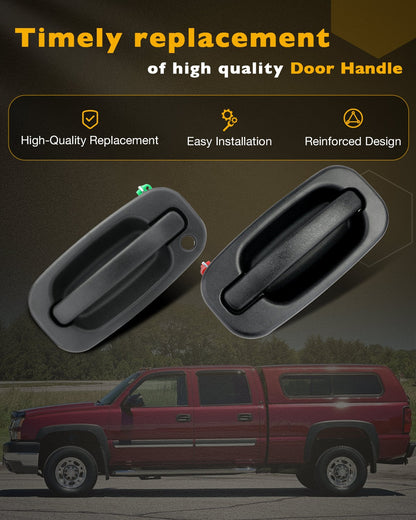 Exterior Door Handles w/ Lock Cylinder & Keys Set For 1999-07 Chevy GMC Cadillac