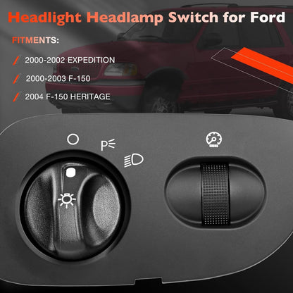 Headlight Switch w/o Fog Light Function For 00-04 Ford F-150 Heritage Expedition