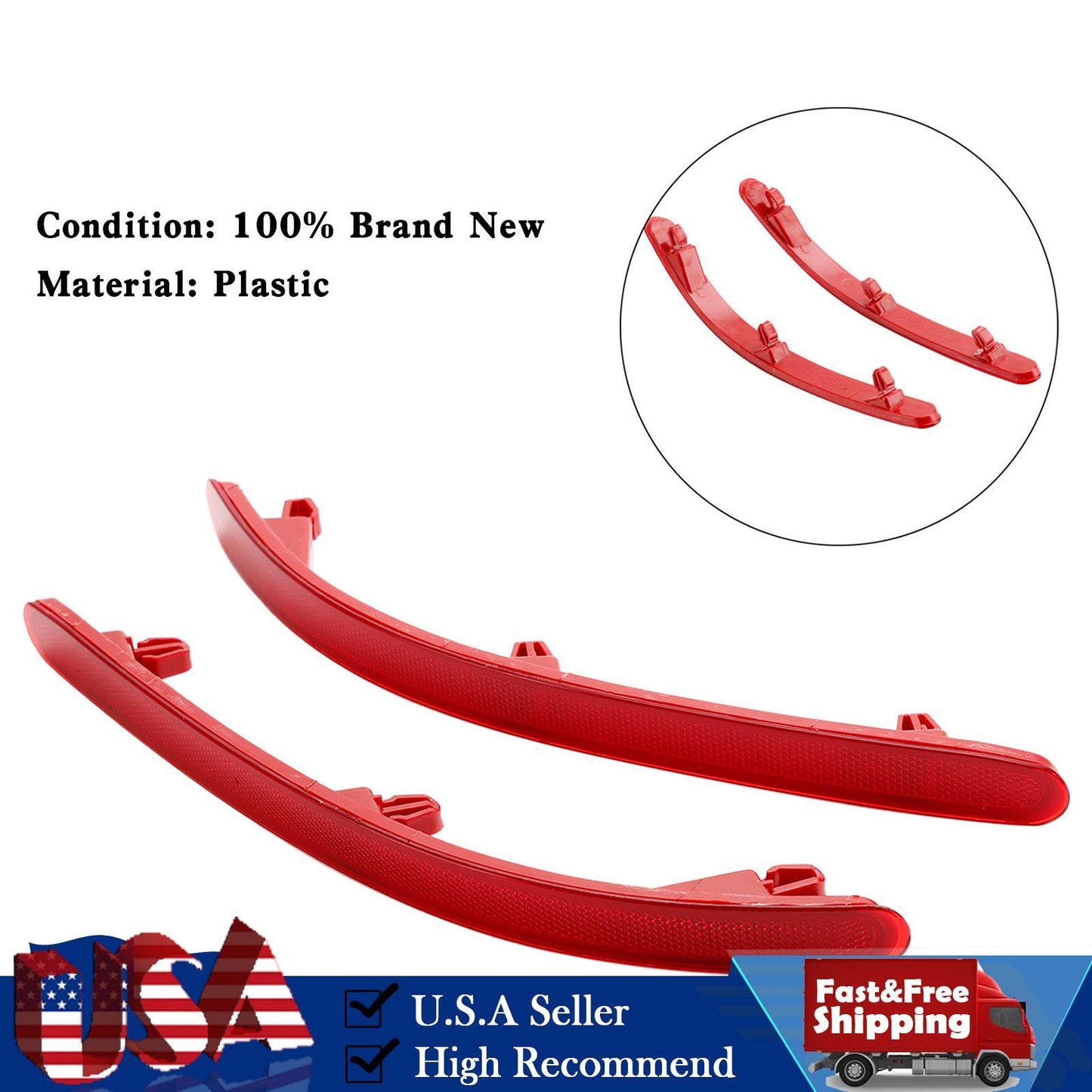L+R Pair Rear Bumper Reflector W/ Red Lens No Light For VW Touareg 7L 2002-2010