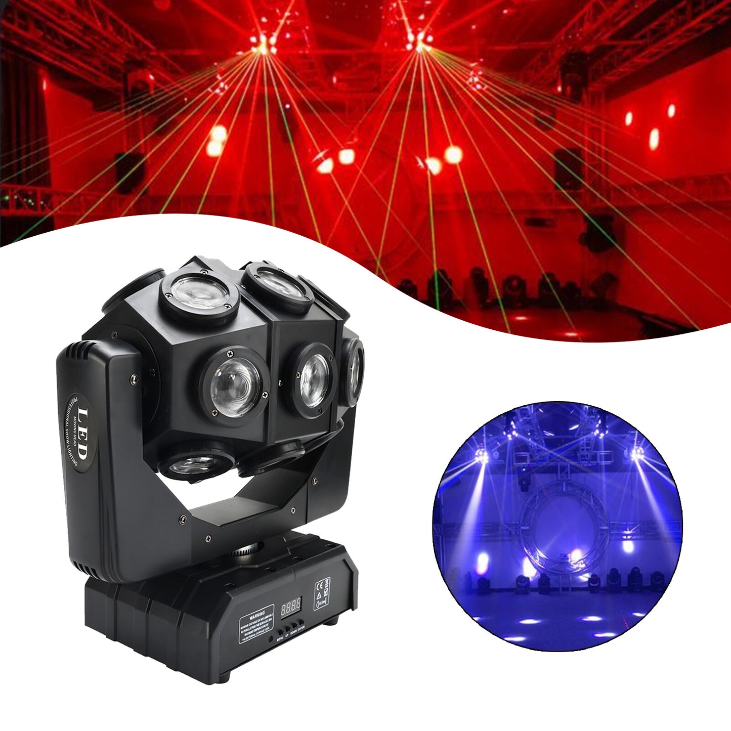 180W Moving Head 18 LED Rotating Beam DMX Stage Light RGBW DJ Disco Party Club