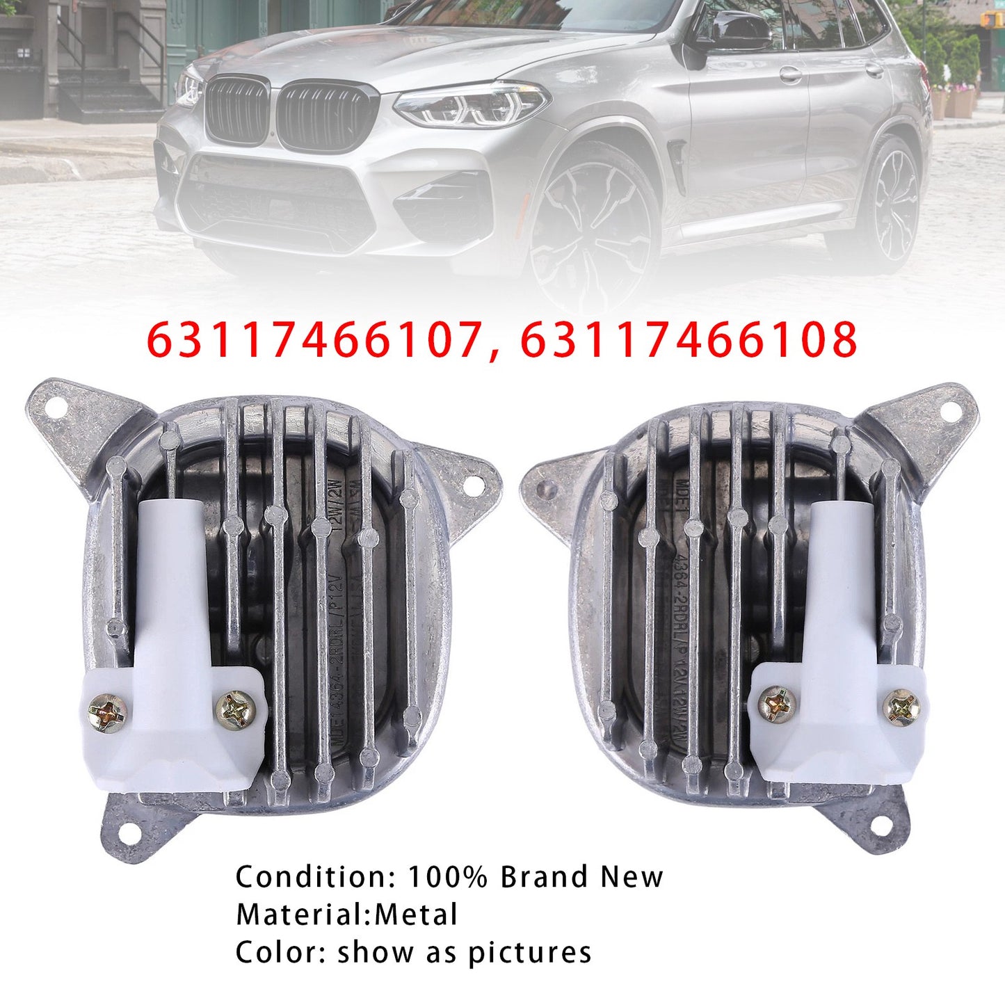 Left+Right DRL LED MODULE White 63117466107 63117466108 For BMW G01 X3 G02 X4