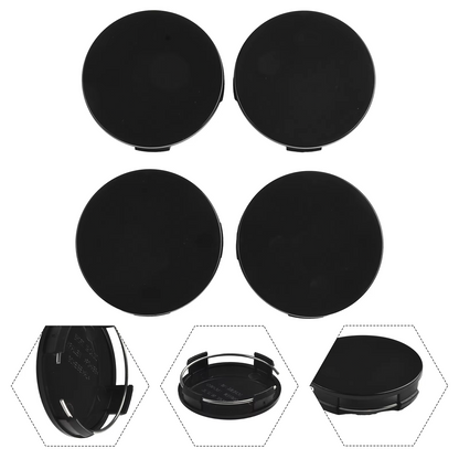 Universal 65mm Dia 4 Clips Auto Wheel Tyre Center Hub Caps Cover Black Pack of 4