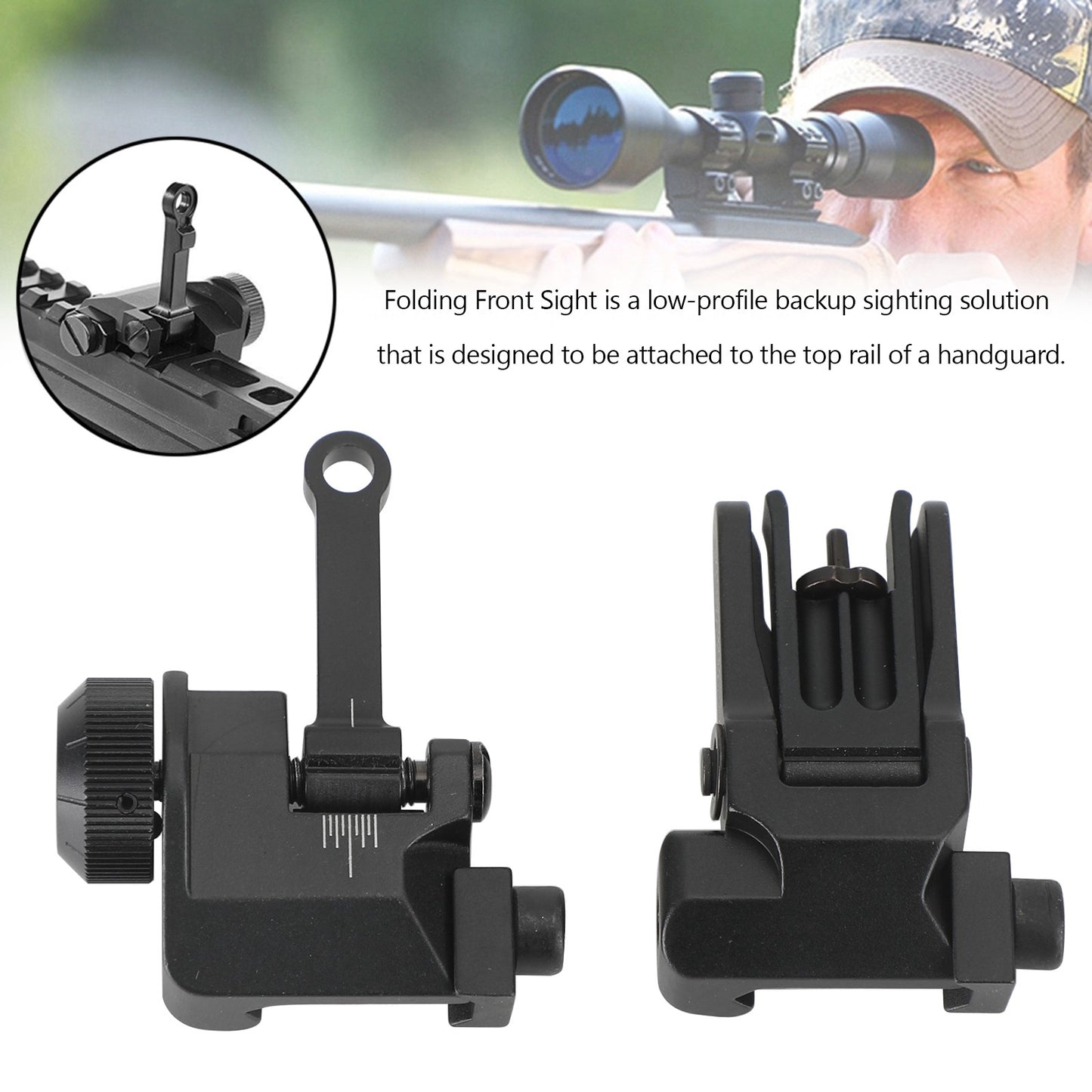 Folding Back Up Iron Sight Flip Up Front Rear Set Picatinny Rail KAC300