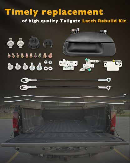 Complete Tailgate Handle Bezel Lock Set For 97-07 Ford F150 F250 F350 Super Duty