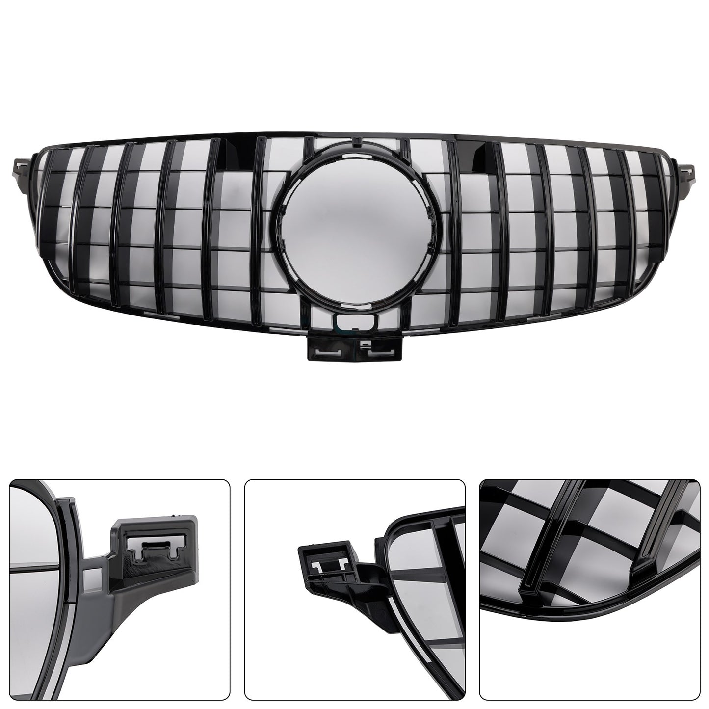 GT Style Front Bumper Grille Grill Fit Mercedes Benz GLE-Class W166 2015~2018