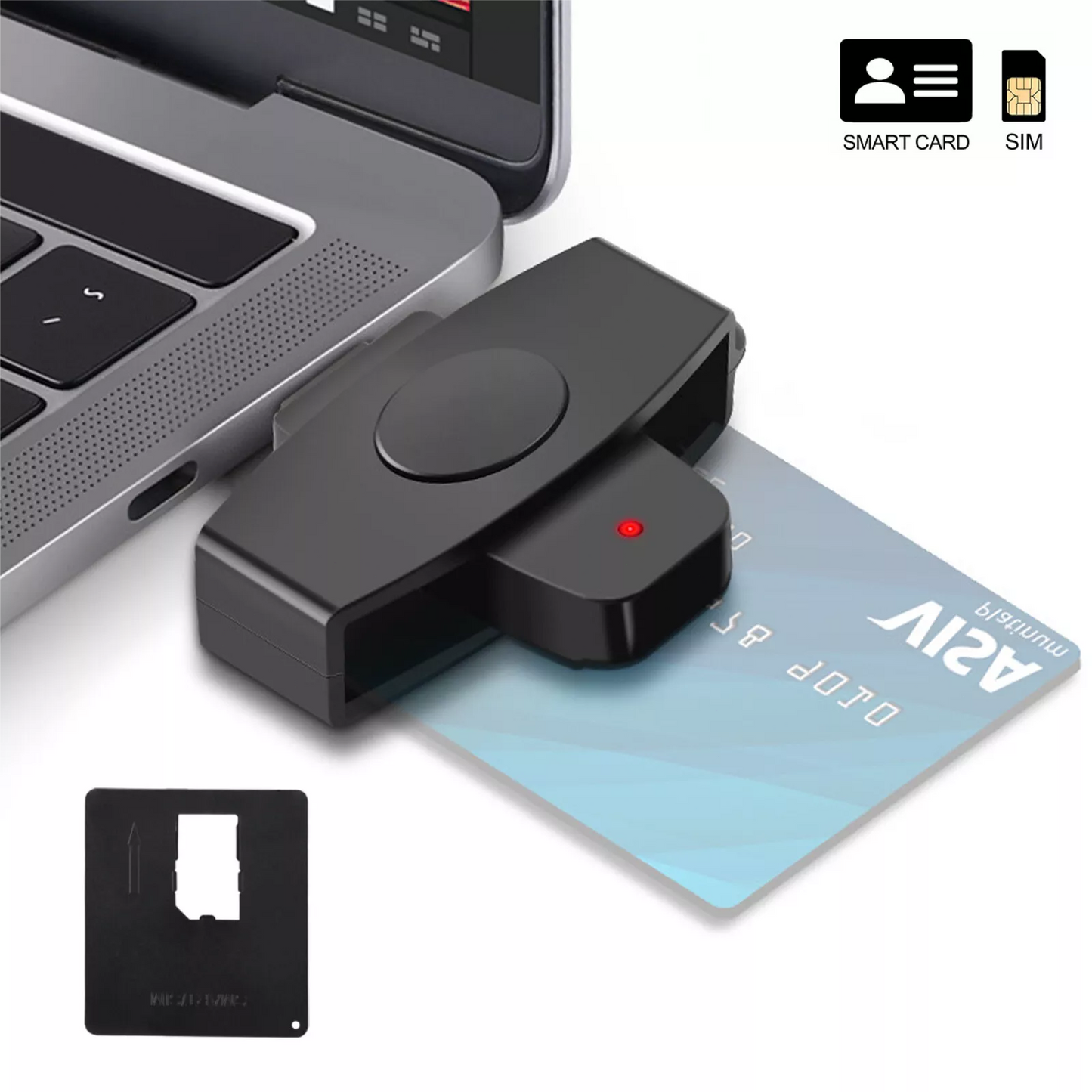 USB C Smart Card Reader, DOD Military CAC Common Access-Bank, for Windows Mac OS