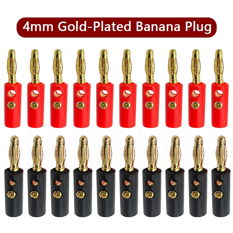 40PCS 4mm Gold Plated Banana Plugs Audio Jack Speaker Wire Cable Screw Connector